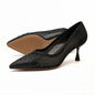 Women's Breathable Mesh Pointed-Toe High Heels, Rhinestone Elegant Slip-On Stiletto Pumps, Suitable for Parties, Weddings