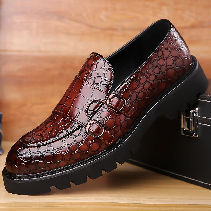 Men's Trendy Comfortable Business Soft-Soled Loafers British Style Slip-On Breathable Work Party Derby Shoes-2996