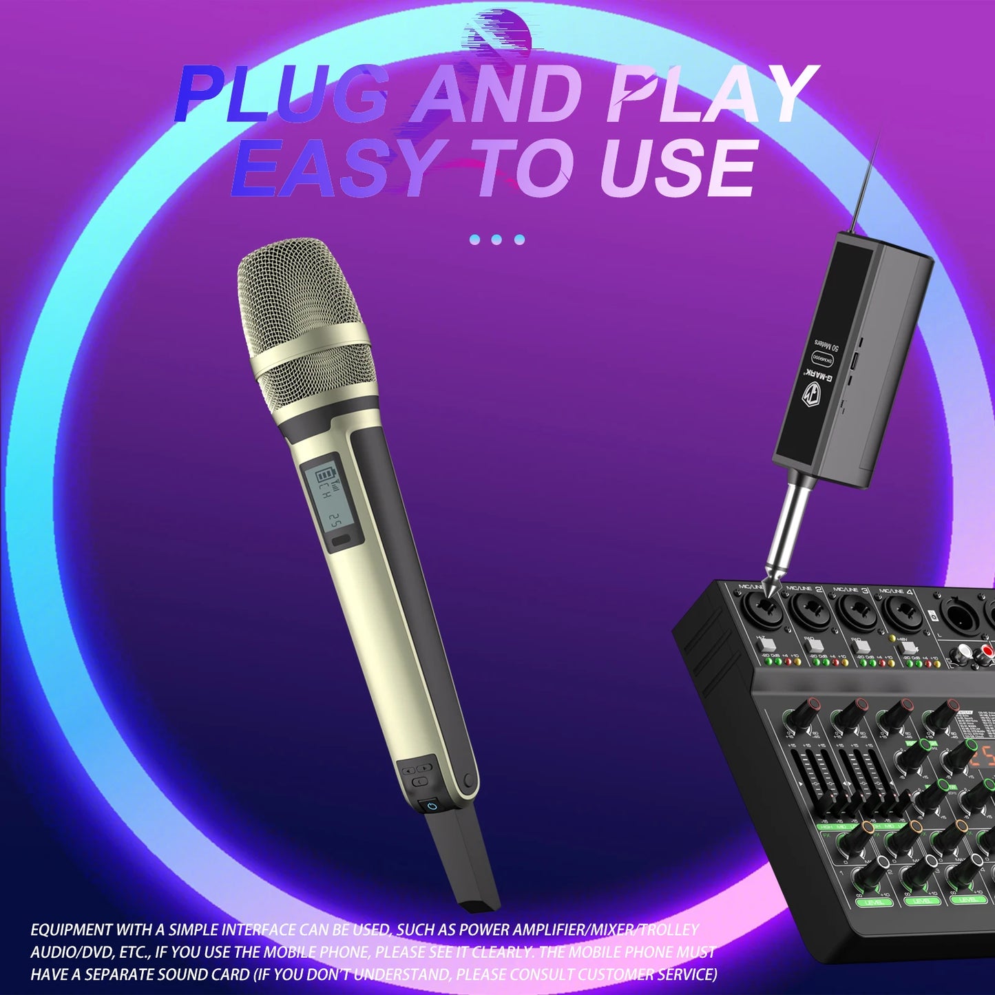 Wireless Microphone G-MARK SKM9000 Professional 2 Channels UHF Frequency Adjustable Metal Handheld Mic For Party Show Teaching