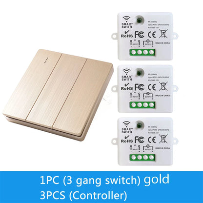 86 Wireless Smart RF 433Mhz 100-220V Wall Panel with Remote Control Mini Relay Receiver Home Led Light Lamp Switch
