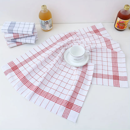 Large Plaid Kitchen Dish Towels Absorbent Tea Towels Soft and Reusable Cleaning Cloths Quick Drying Dish Rags for Washing Dishes