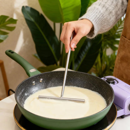 Stainless Steel Crepe Spatula Spreader Pancake T Maker Tool Turner Utensils Cake Shape Rake Pan Making Kit Stick Icing Brownie
