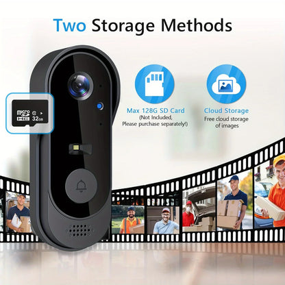 Tuya WiFi inteligentny dzwonek wideo do domu, zewnętrzna dwukierunkowa kamera HD do drzwi, 1080P, obsługa kart SD, przechowywanie w chmurze, wodoodporny
