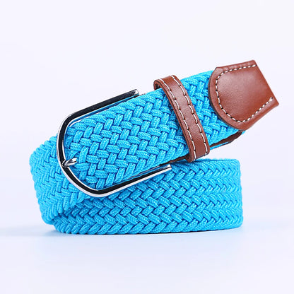 Unisex Elastic Fabric Woven Casual Women Belt Pin Buckle Expandable Braided Stretch Canvas Stylish Leisure Belts for Men
