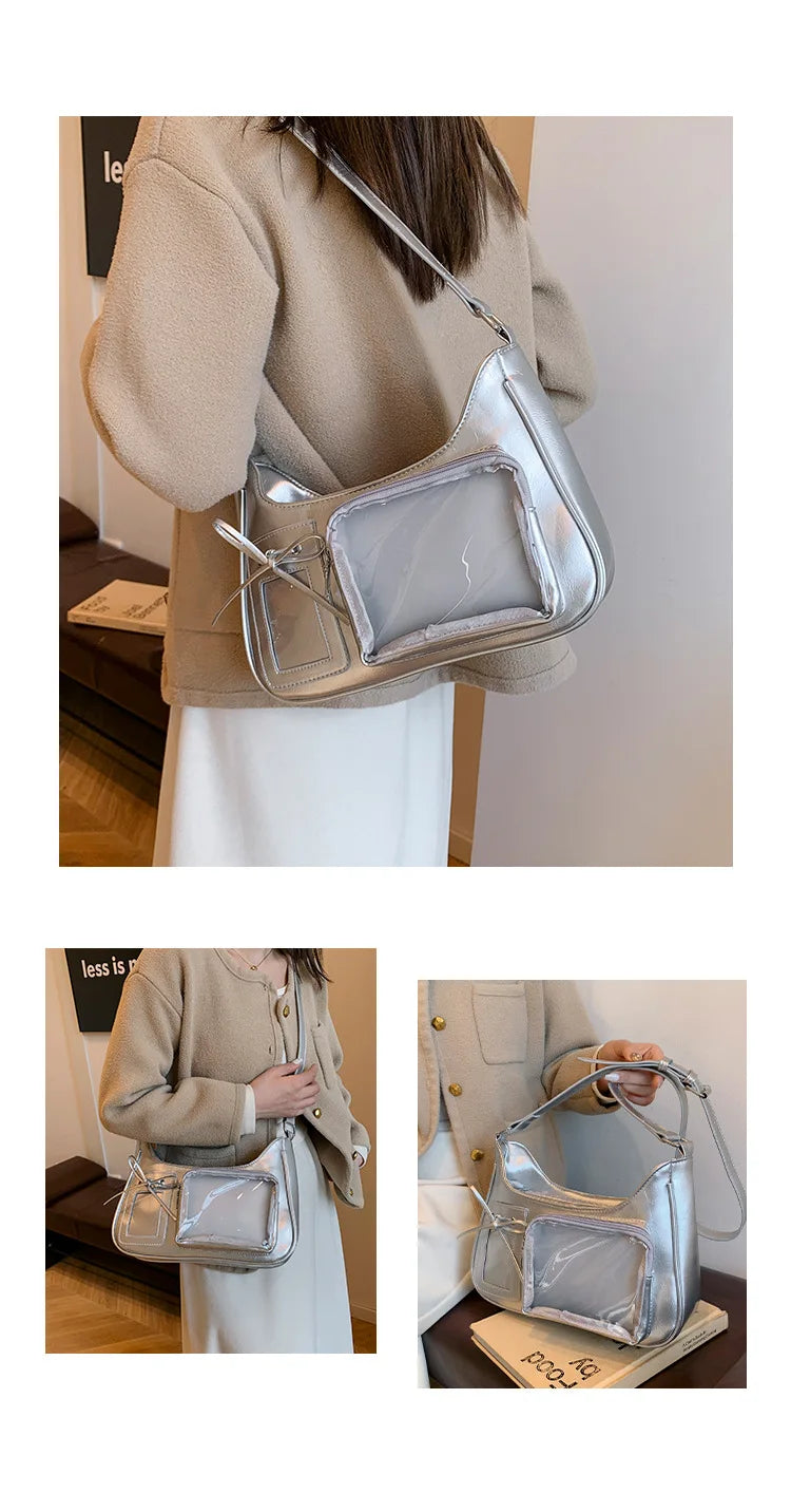 Y2k Harajuku Shoulder Bag Women Korean Transparent Ita Bag School Crossbody Bag Female Japanese Designer Preppy Handbag Purse