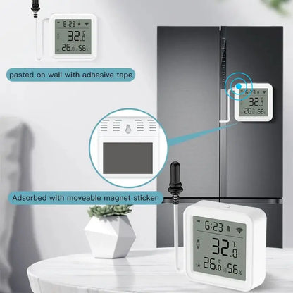 Tuya Zigbee WiFi Temperature and Humidity Sensor with External Probe Smart Home Thermometer work with SmartLife,for Refrigerator