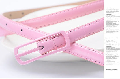 Children Candy Color Belts 1.2cm Super-thin PU Waistbands Simple Solid Color Casual Belts Girl Apparel Accessories