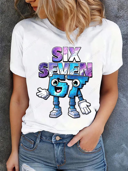 Funny 67 Brainrot Women T Shirts for Laddy Six Seven Brain Rot T-Shirt Party Tshirt for Girls T shirt for Woman Tops Tees