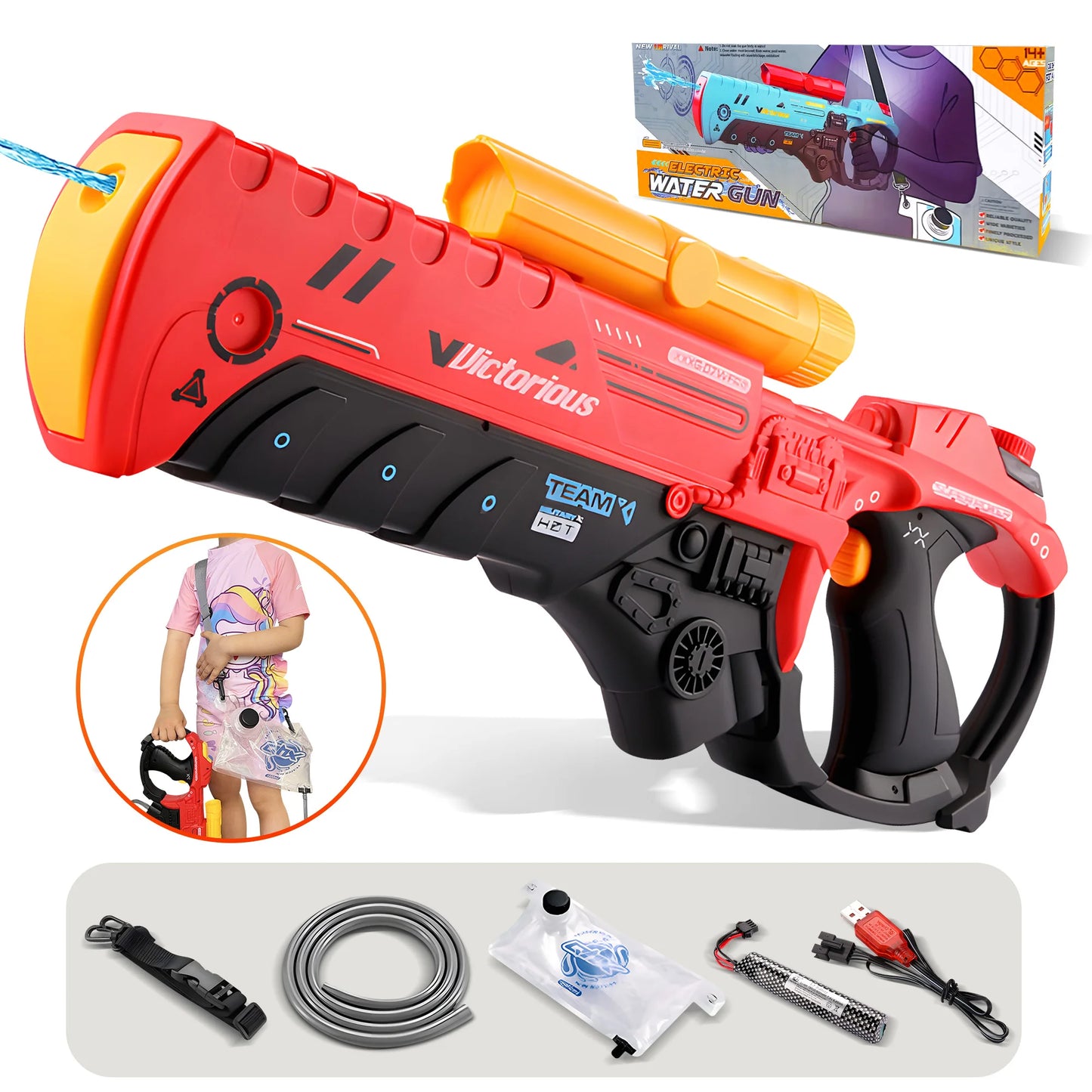 Electric Water Gun Powerful Automatic Water Gun Long Range Classic Big Electronic Watergun Beach Pool Toy Water Blaster for Kids