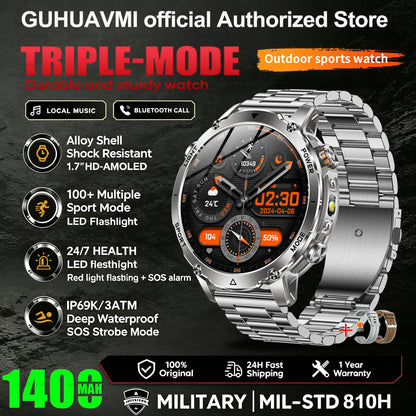 New 1400mAh Battery Sports Smart Watch 1.7” SOS+Flashlight Exercise Record Bluetooth Call Waterproof Health Watch For Android iO