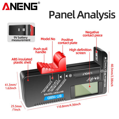 ANENG BT-168D Battery Capacity Tester Checkered Charge Indicador Professional Mini Digital Electronic Battery Tester Equipment