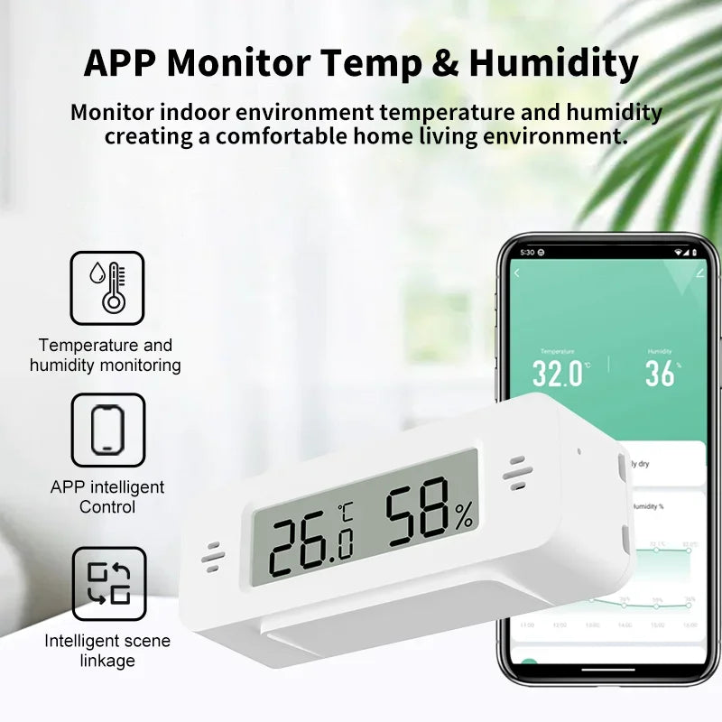 Tuya WiFi Zigbee Mini Temperature Humidity For Smart Home Thermometer Hygrometer APP Remote Work with Google Home Yandex Alexa