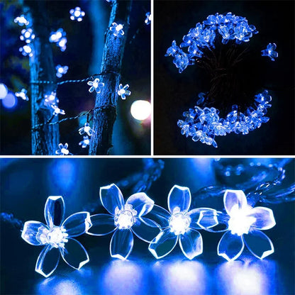 1pc 5/7/12/22M Solar String Sakura Lights 20/50/100/200LEDS Outdoor Waterproof Festival Garden Decorative Lights