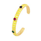 Fashionable Multicolor Gold Plated Gemstone Charm Bangle,Fine Colorful Enamel Open Adjustable Bracelet Jewelry Supply  Q35
