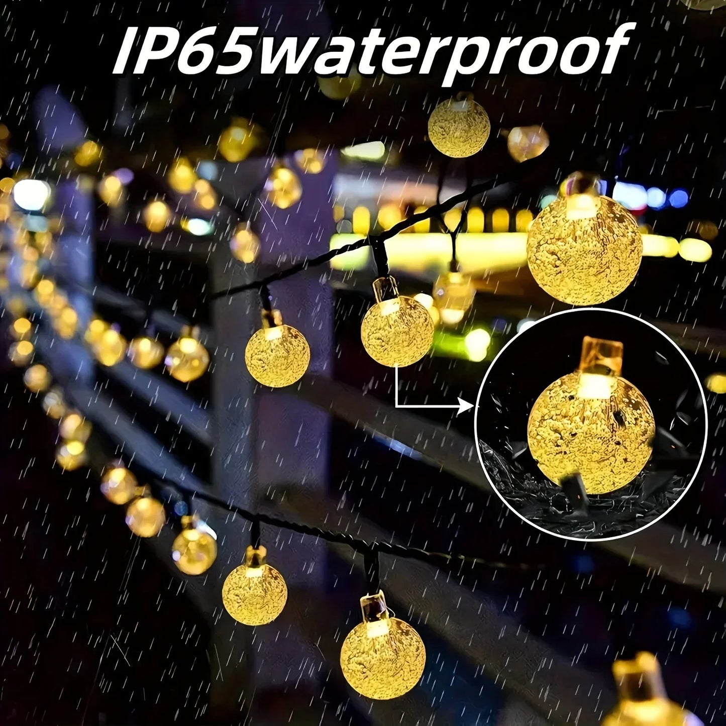 Waterproof Solar Crystal Ball String Lights 20/30/50/100 LEDs 8 Modes for Outdoor Garden Wedding Christmas Party Decoration