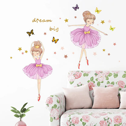 Ballet Girl Vinyl Child Wall Stickers For Baby Kids Room Decoration Adhesive Wallpaper Bedroom Accessories Room Decor Wall Art
