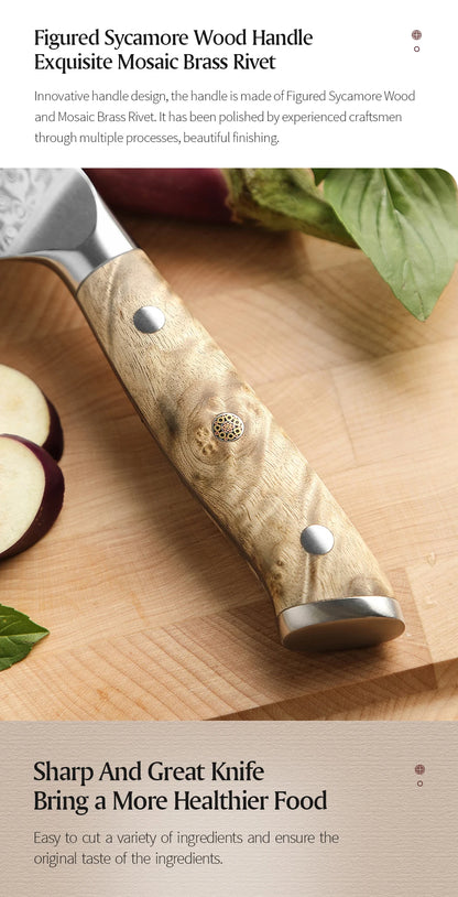 XINZUO 5.8 Inches Bunka Knife 67 Layers Damascus Steel Stainless Steel Ergonomically Designed Handle With Delicate Gift Box