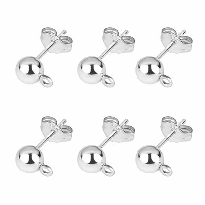 50pcs/Bag 925 Silver Stainless Steel Earring Studs Blank Post Base Pins With Earring Plug Findings Ear Back For Jewelry Making