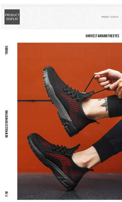 YRZL Running Shoes Men Comfortable Lightweight Grey Walking Sneakers Breathable Air Mesh Non Slip Casual Tennis Shoes for Men