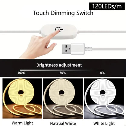 LED Strip Lights 5V USB 1-5M Neon Lights Strip Flexible Waterproof Touch Motion Sensor Switch for Bedroom TV Backlight  Lighting