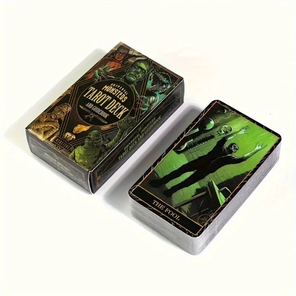 1 Set of Monster Tarot Cards - Divination Board Game, Family Gathering Entertainment Cartridge Guide, Including Frankenstein, Dr