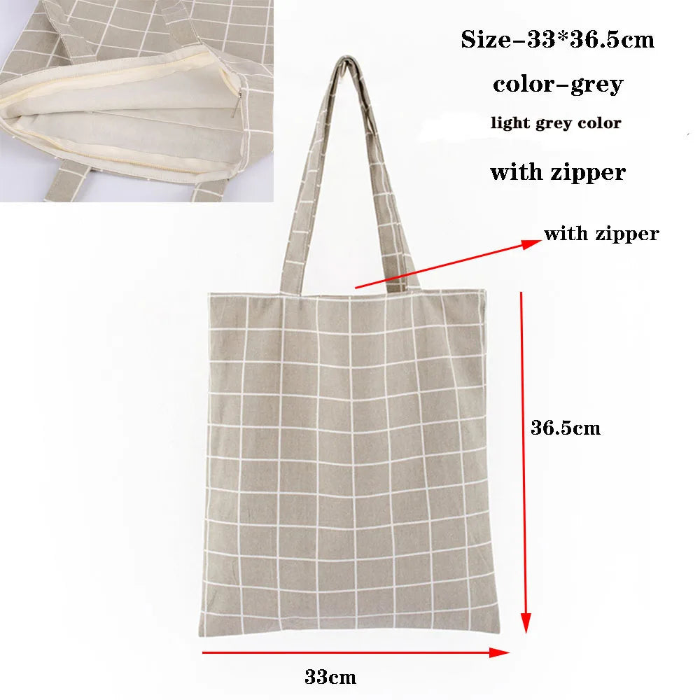 Canvas Cotton bag grocery handbag Foldable Fabric tote bag portable Storage organizer Shopping bag for woman Cloth organizer bag