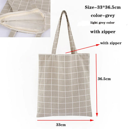 Canvas Cotton bag grocery handbag Foldable Fabric tote bag portable Storage organizer Shopping bag for woman Cloth organizer bag