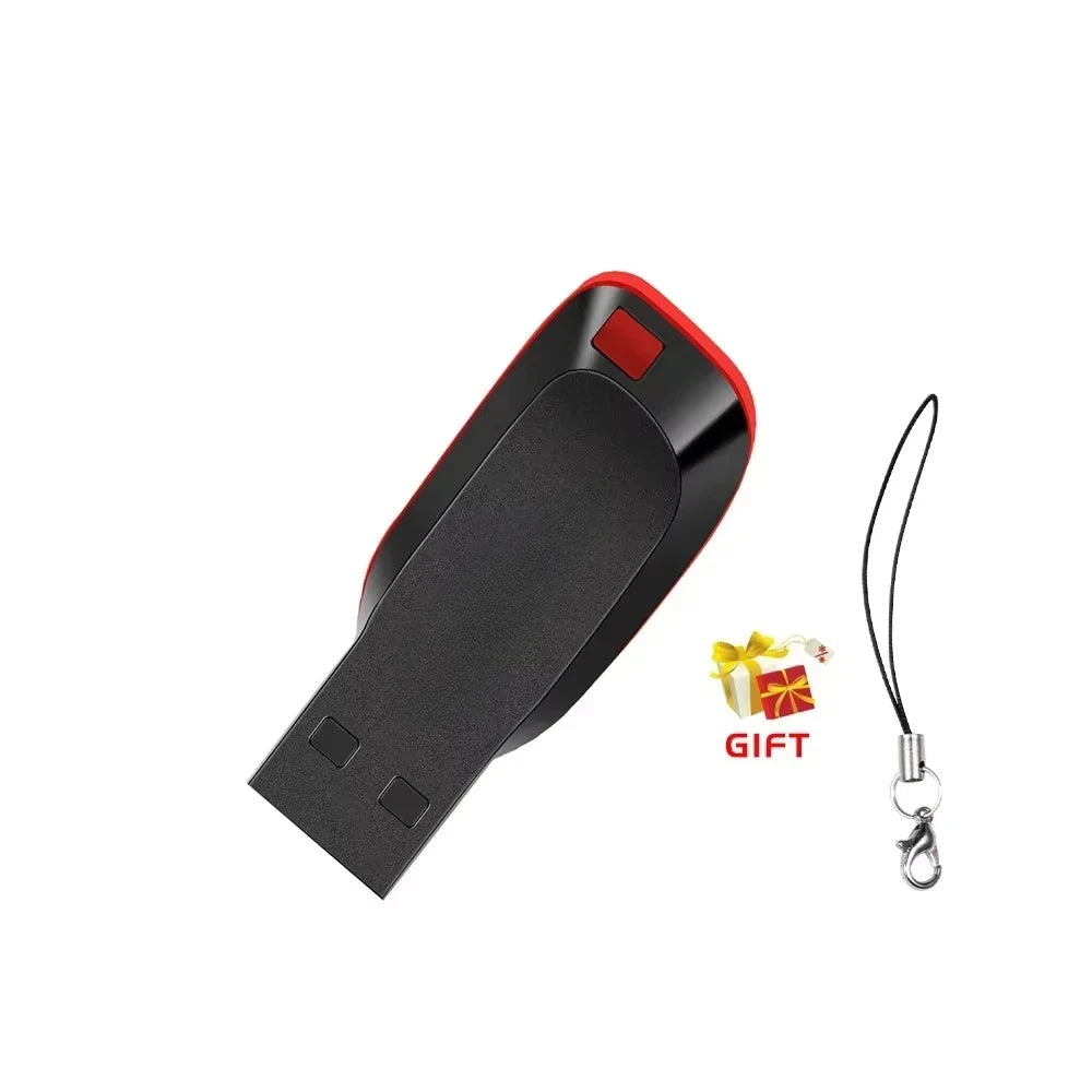 High Speed Genuine USB Flash Drive 128GB Black Pen Drive with Bonus Keychain 64GB Memory Stick 32GB Business Gift 16GB