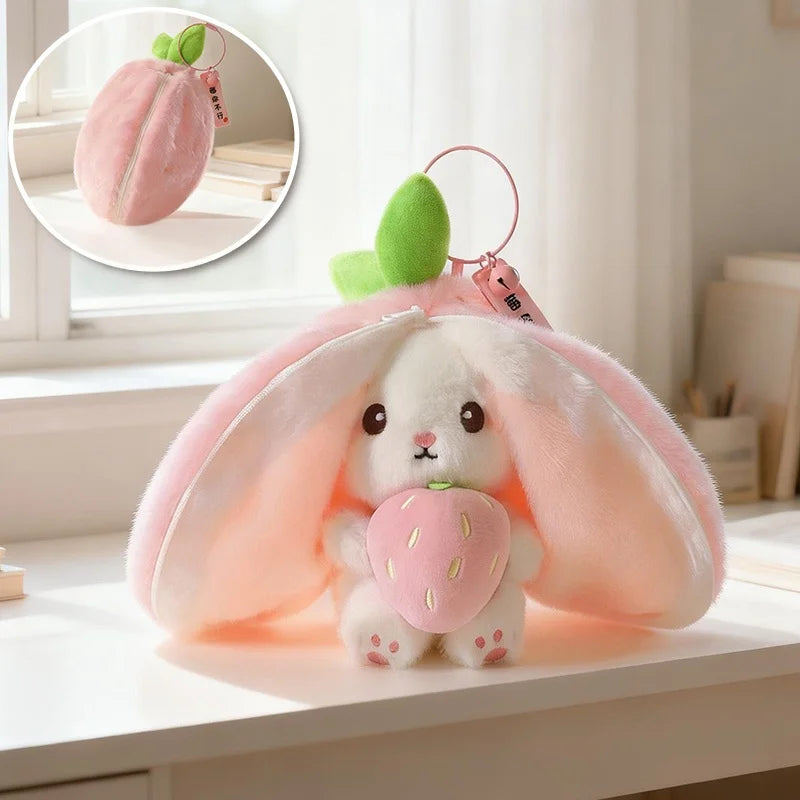 New Cute Fruit Bunny Plush Toy Creative Durian Pineapple Carrot Strawberry Turn Into Rabbit Soft Doll Birthday Christmas Gift