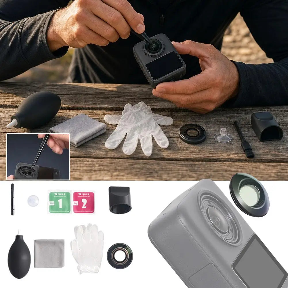 Replacement Kit for DJI Osmo 360 Accessories, Optical Glass with Aluminum Alloy Ring + Assembly & Disassembly Tool, Camera Lens