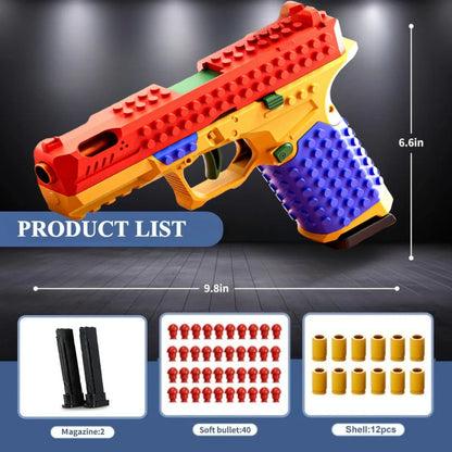 SIG17 Hanging Toy Gun Continuous Firing Building Block Pistol Shell Throwing Airsoft Blowback Toy Outdoor Shooting for Children