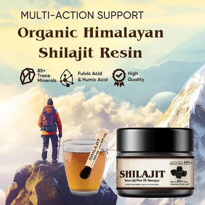 Shilajit Pure Himalayan Organic Shilajit Resin - with Fulvic Acid & 85+ Trace Minerals Complex for Energy & lmmune Support 600mg