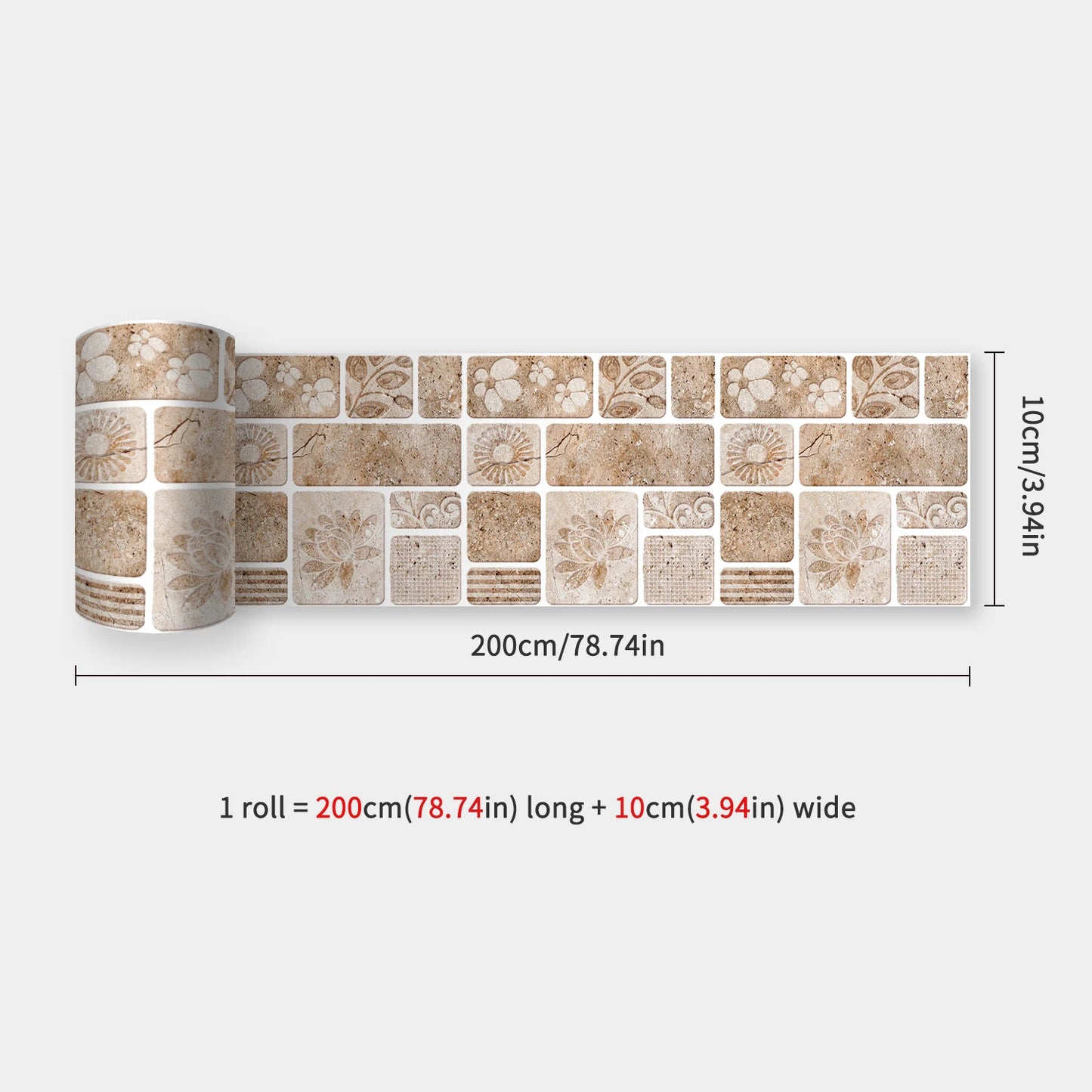 10x200cm Baseboard Sticker Moroccan Mosaic Tile Style Wall Border Sticker DIY Kitchen Bathroom Decoration Waistline Wall Sticker