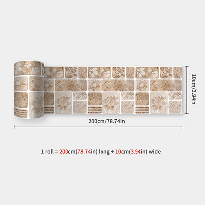 10x200cm Baseboard Sticker Moroccan Mosaic Tile Style Wall Border Sticker DIY Kitchen Bathroom Decoration Waistline Wall Sticker