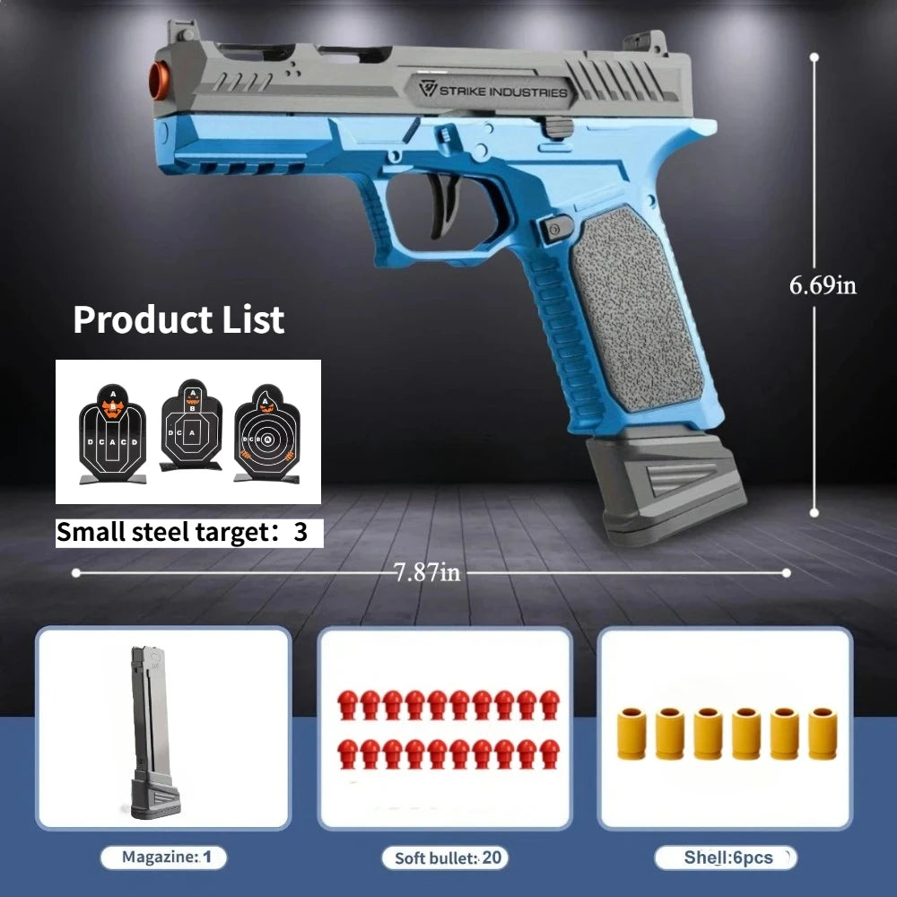 2011 G17 Shell Ejecting Blowback Pistol Continuous Shooting Outdoor Game Toy Gun for Kids Adults Birthday Gift