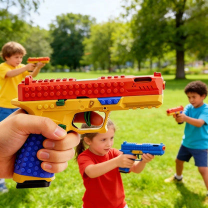 SIG17 Hanging Toy Gun Continuous Firing Building Block Pistol Shell Throwing Airsoft Blowback Toy Outdoor Shooting for Children