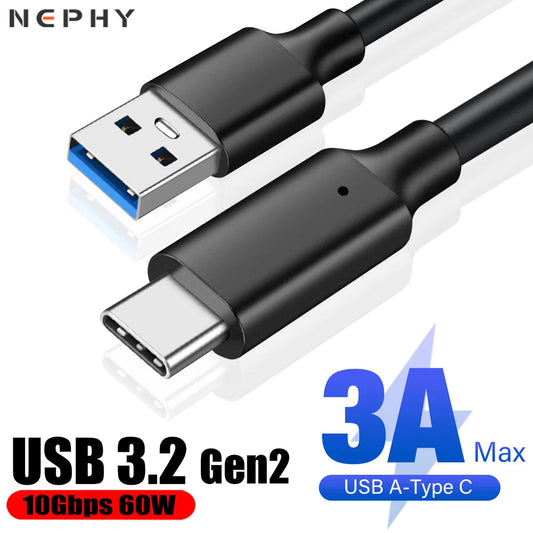 USB 3.2 to Type C Cable For iPhone 15 Pro Max Macbook iPad Samsung Xiaomi USBC Data Charger Cord 60W 3A Fast charge 1m 2m 3m 5m