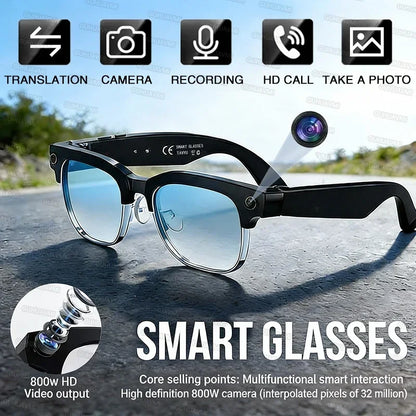 New AI Smart Glasses, 800W Camera Video Recording, AI Photo Recognition, Bluetooth Call & Voice Translation Eyewear