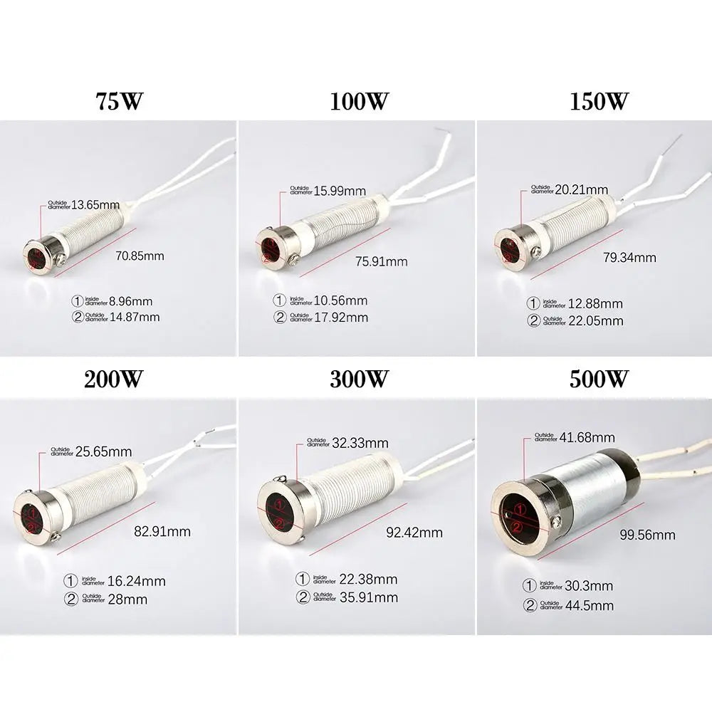 220V 75W100W150W200W300W500W Soldering Iron Core Heating Element Replacement Welding Tool Mica Externally Heating Core