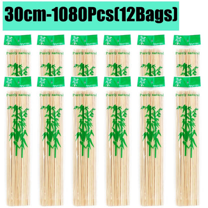 90-1350Pcs Bamboo Wooden BBQ Skewers Sticks Disposable 15/20/25/30cm for Grilling, Fruit, Kabob,BBQ, Barbecue, Camping, Outdoor