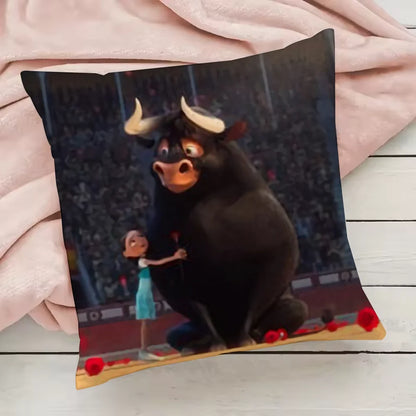 Cute Cartoon Ferdinand Pillow Case Pillowcase Anti-dustmite Pillow Invisible zipper silky short plush Sofa cushion cover