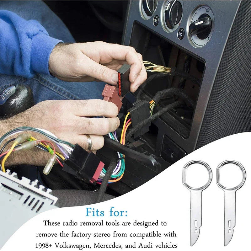4Pcs Car Radio Removal Tool Stereo Extractor Key Release Pin Head Unit Audio Install Tool For VW Audi Ford Mercedes Benz Skoda