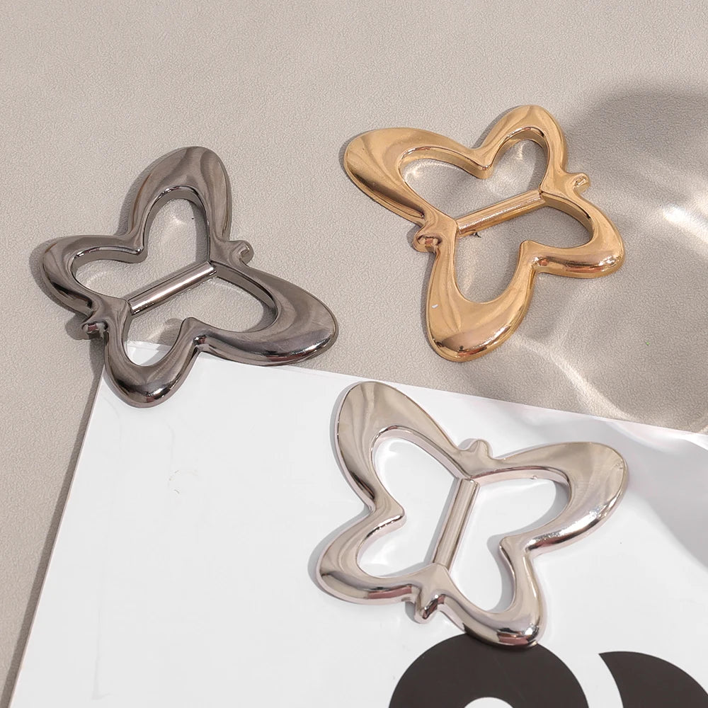 T-shirt Heart Butterfly Scarf Brooches Silk Scarf Buckle Brooch Shawl Ring Clip Scarves Fastener Knotted Button Pin Accessories