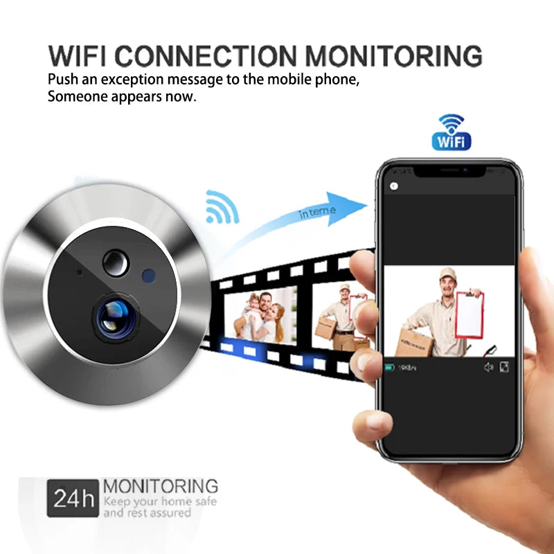 Tuya Smart 3MP  WiFi Peephole Video Door Camera Security one-way Audio Night Vision 4.3' HD Video Door Eye Camera