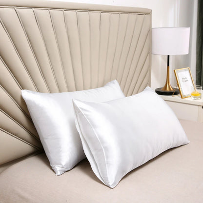 New 2pcs Nordic Pure Emulation Silk Pillowcase White Black Grey Decorative Pillow Covers Luxury Comfortable Home Bedding Cases