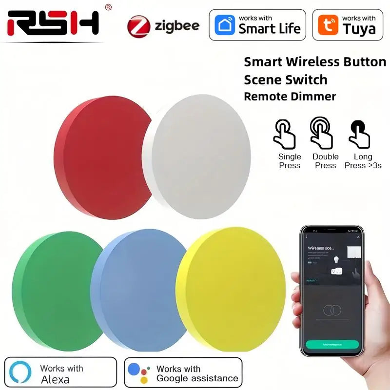 ZigBee Button Scene Switch Intelligent Linkage Smart Switch Battery Powered Automation Zigbee Device Tuya Smart Life APP Control