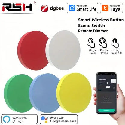 ZigBee Button Scene Switch Intelligent Linkage Smart Switch Battery Powered Automation Zigbee Device Tuya Smart Life APP Control