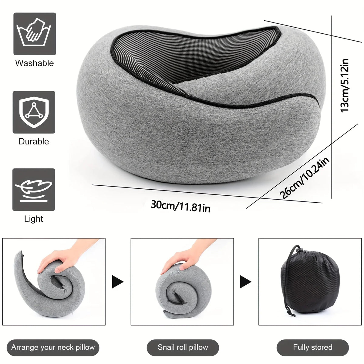 Snail Plane Neck Pillow - Travel Pillow, with a soft support design, suitable for sleeping, car ， train , office and home use