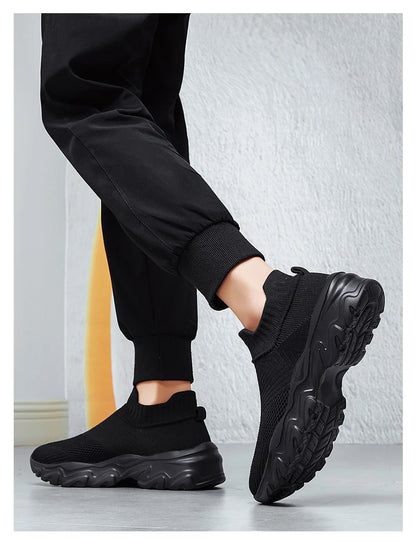 Men'S And Women'S Sneakers Mesh Breathable Lightweight High-Top Running Tennis Shoes Comfortable Outdoor Pair Naked Boots