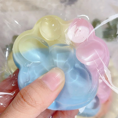 Three-Color Rainbow Cat Paw Squishy Pinch Squeeze Toy Cute Soft Slow Rebound Stress Relief Jelly Pinch Fifget Toy for Kids Adult